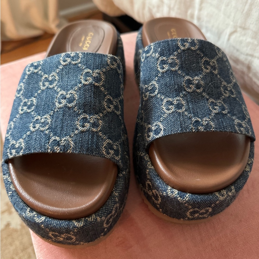 Gucci Blue and Brown Sandals - Picture 8 of 14